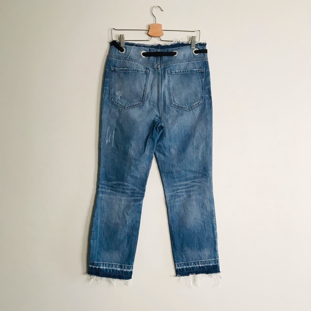 Express Straight Ankle High Rise Ribbon Jeans - Picture 7 of 10
